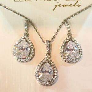 Lesla Michele Jewels Cubic Zirconia Necklace & Earrings Set